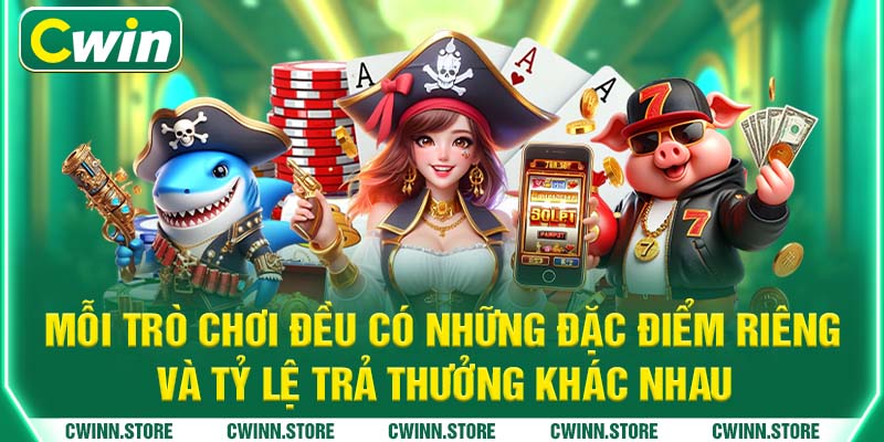 Mỗi trò chơi đều có những đặc điểm riêng và tỷ lệ trả thưởng khác nhau